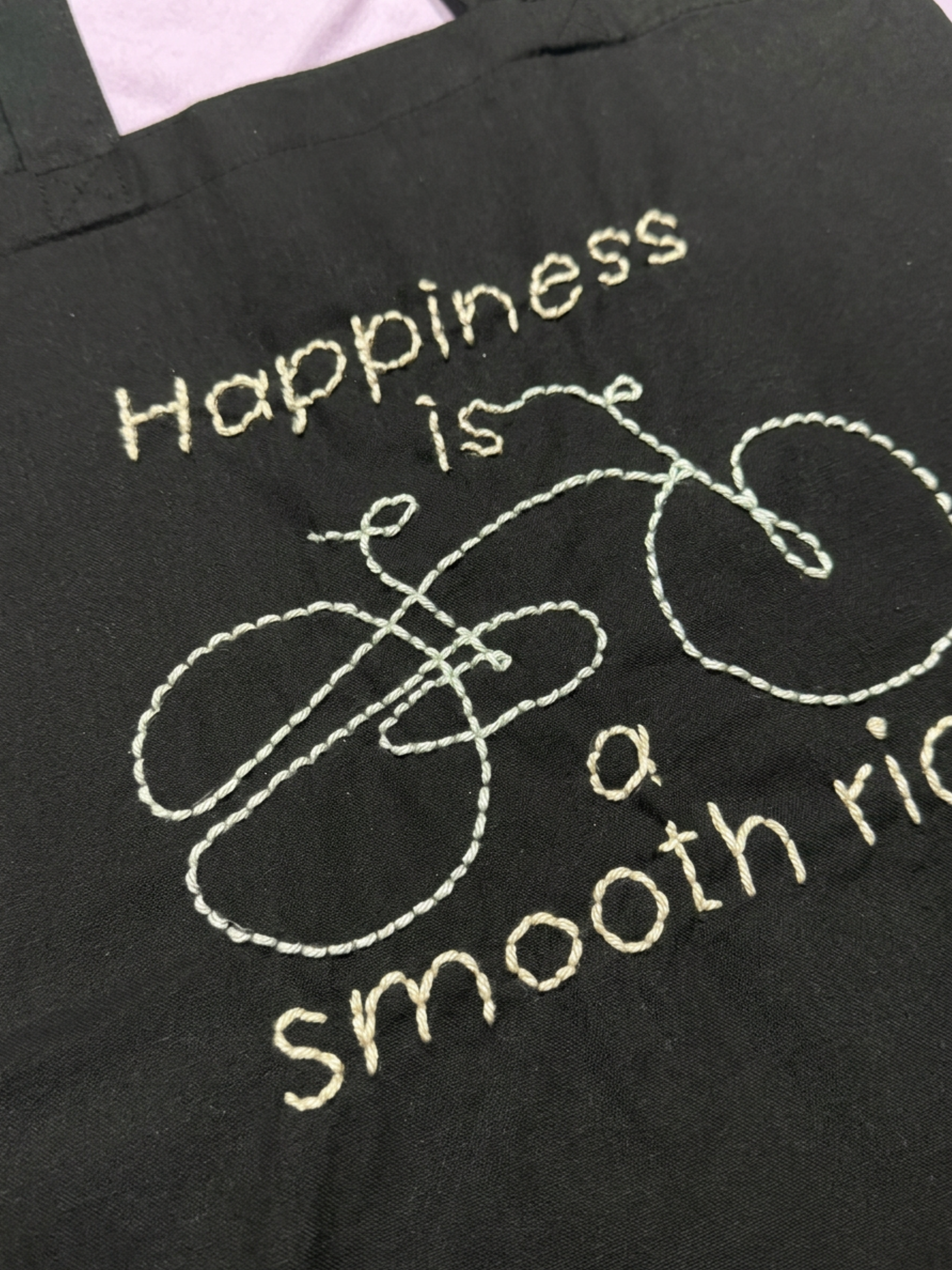 Handgestickte Fahrrad Tote Bag