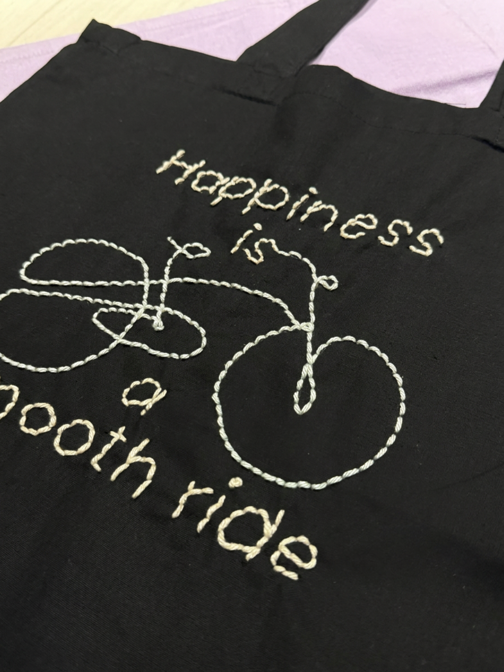 Handgestickte Fahrrad Tote Bag