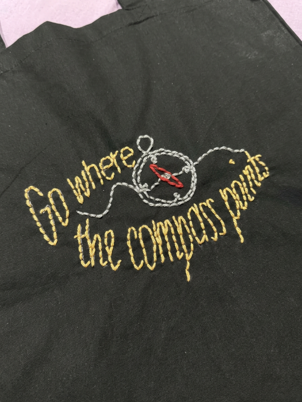 Handgestickte Kompass Tote Bag