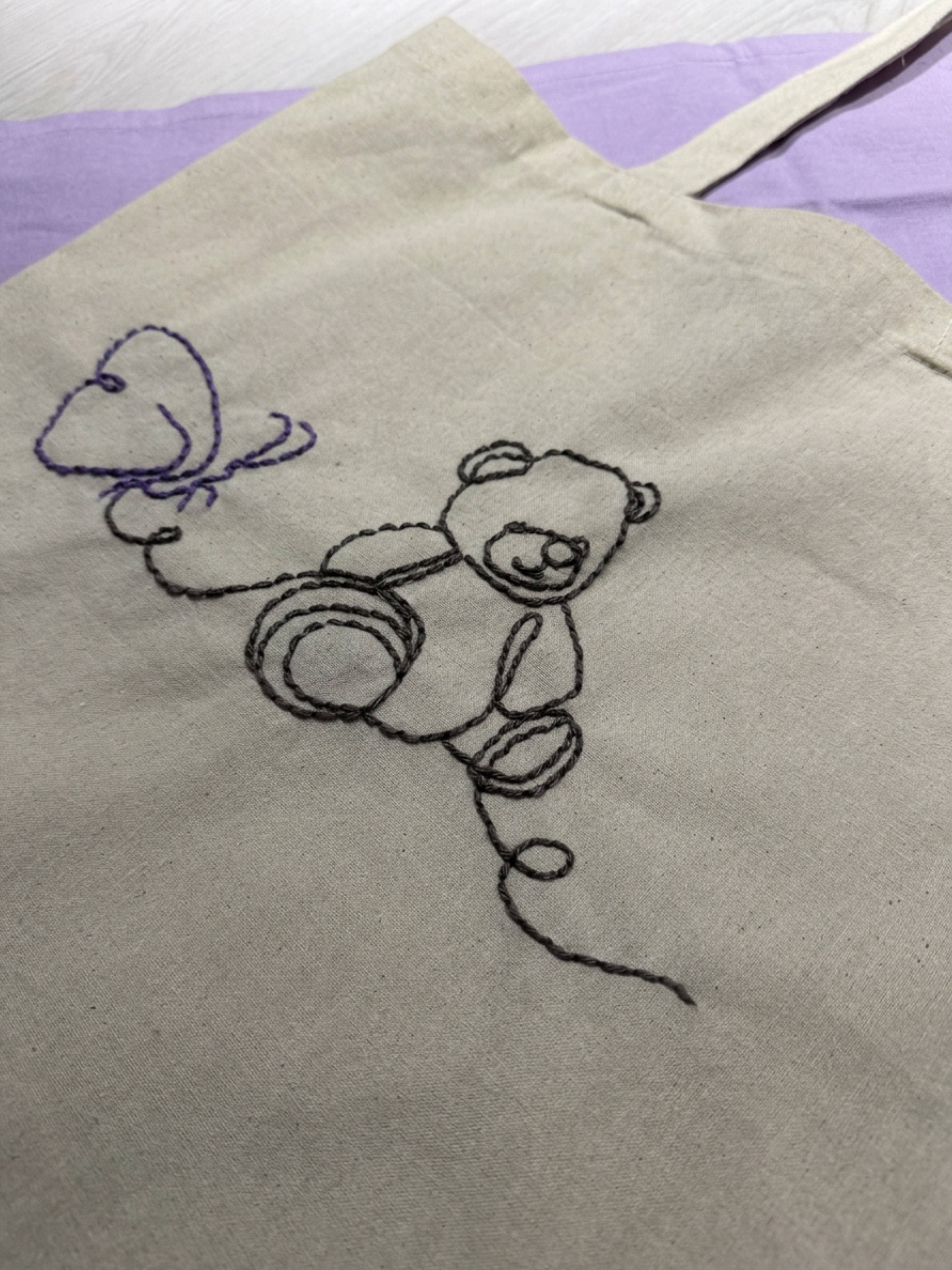 Handgestickte Teddy Tote Bag