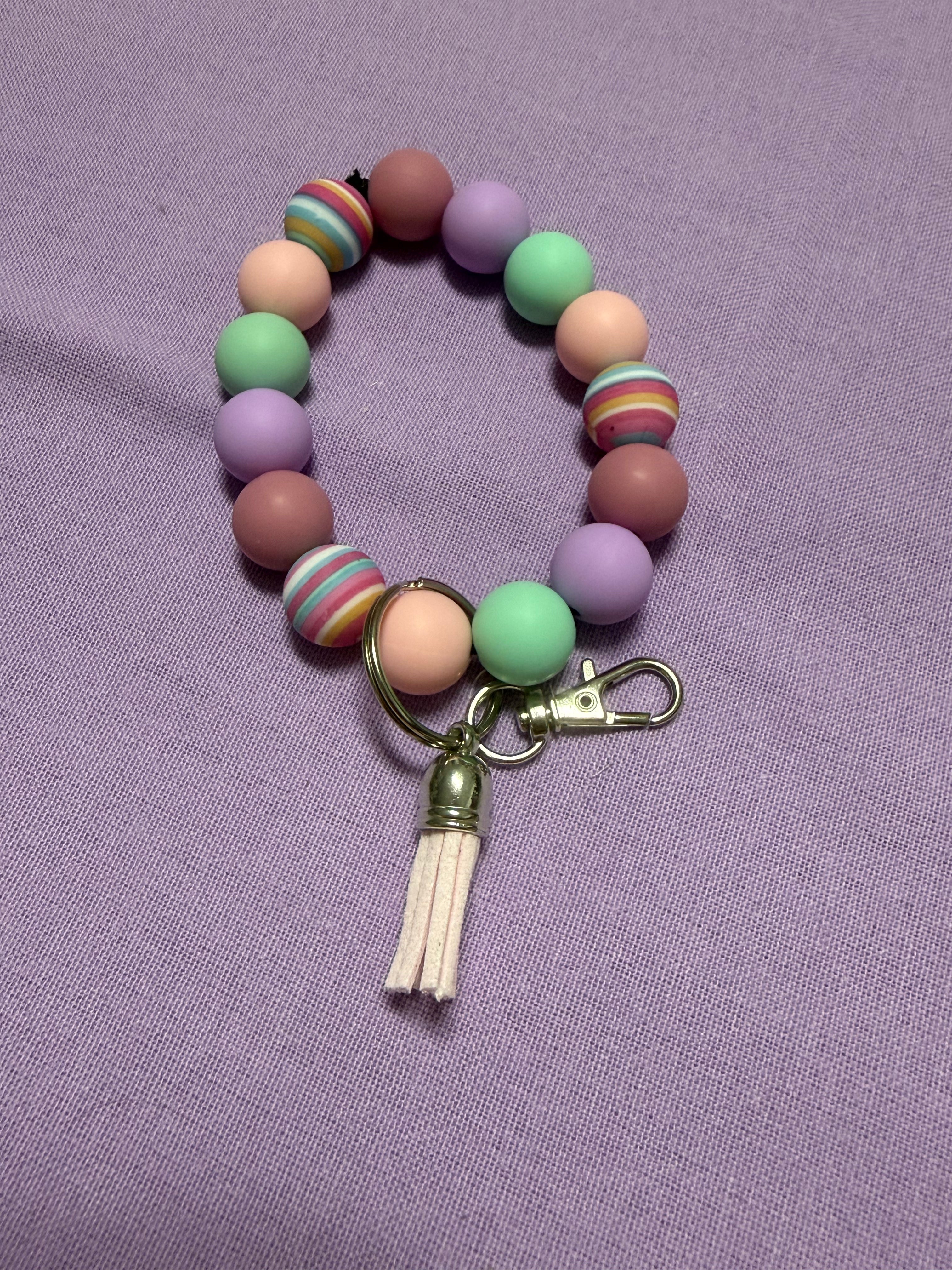 Pastel Stripes Bubbel Anhänger mit Fransen