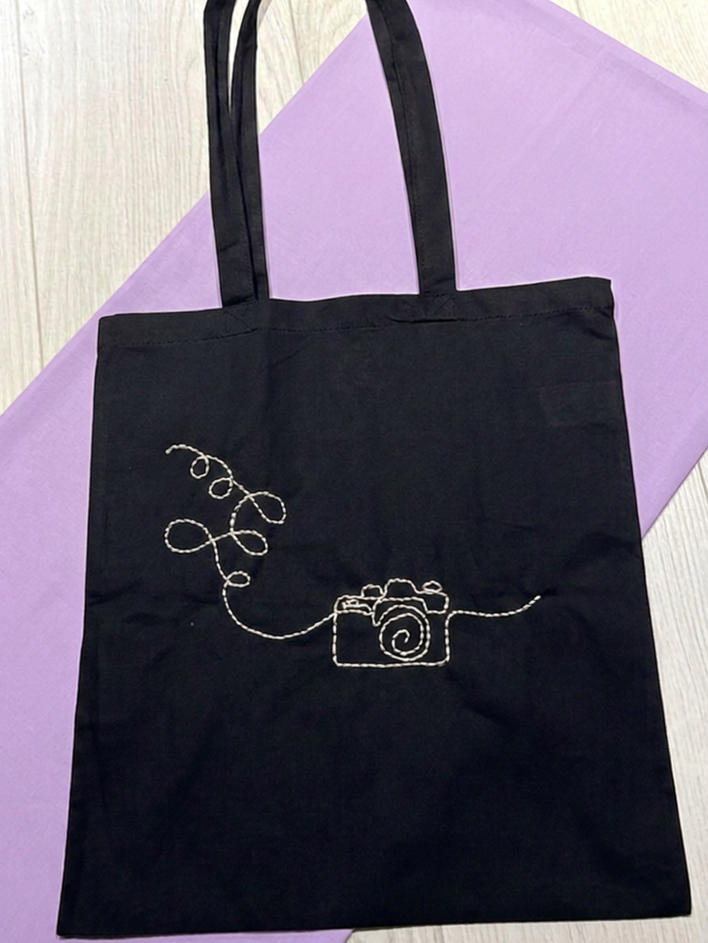 Handgestickte Kamera Tote Bag