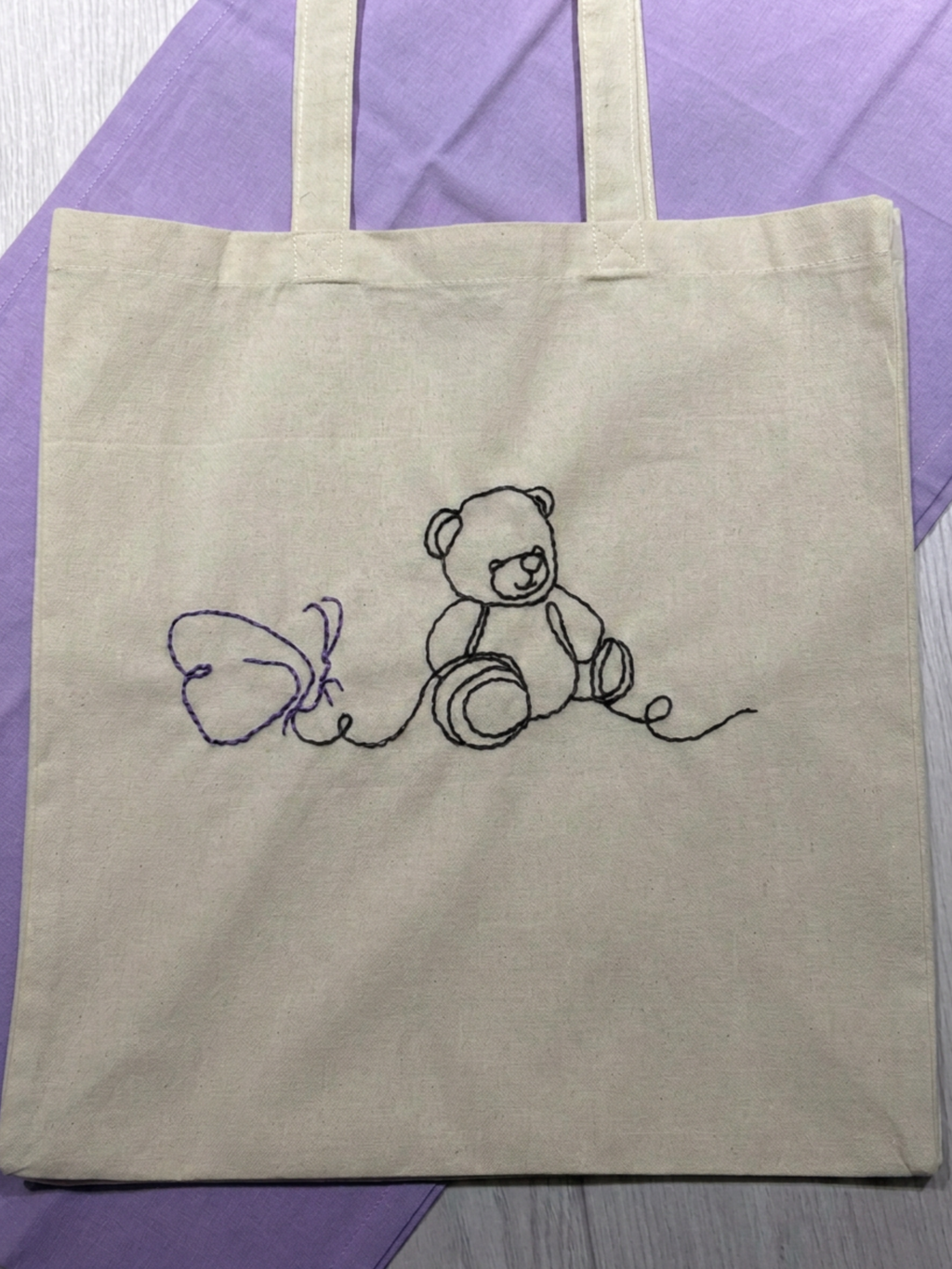 Handgestickte Teddy Tote Bag