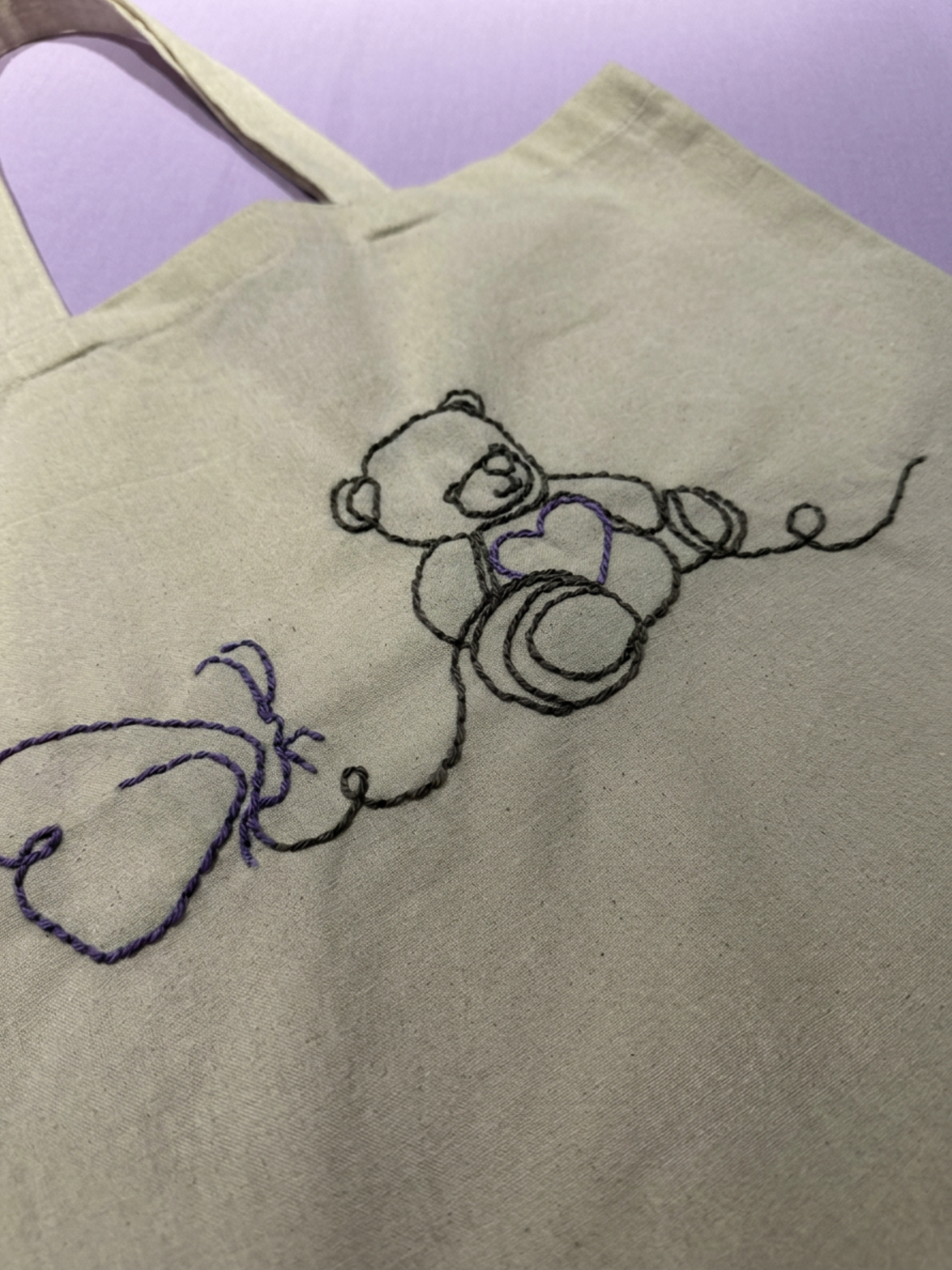 Handgestickte Teddy Tote Bag